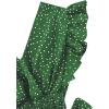 imageLYANER Womens V Neck Polka Dots Ruffle Cap Sleeve Shirred Hem Blouse Crop Tank TopDark Green