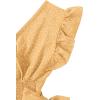 imageLYANER Womens V Neck Polka Dots Ruffle Cap Sleeve Shirred Hem Blouse Crop Tank TopLight Yellow