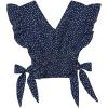 imageLYANER Womens V Neck Polka Dots Ruffle Cap Sleeve Shirred Hem Blouse Crop Tank TopNavy
