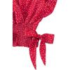 imageLYANER Womens V Neck Polka Dots Ruffle Cap Sleeve Shirred Hem Blouse Crop Tank TopPeach Red