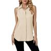 imageLYANER Womens Casual Collar Sleeveless Button Down Tank Top Blouse ShirtBeige