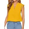 imageLYANER Womens Elegant Notch V Neck Lace Trim Cap Sleeve Blouse Shirt Sleeveless TopGinger