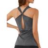 imageLYANER Womens Racerback Tank Tops Crew Neck Open Back Workout Tops Athletic Muscle Tank Yoga ShirtsGray
