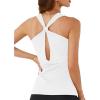imageLYANER Womens Racerback Tank Tops Crew Neck Open Back Workout Tops Athletic Muscle Tank Yoga ShirtsWhite