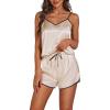 imageLYANER Womens Satin Silk Pajamas V Neck Cami Top with Shorts PJ Sst SleepwearChampagne