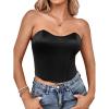 imageLYANER Womens Sexy Satin Sweetheart Neck Crop Tube Tops Strapless Bustier Cami Back Zipper Corset TopPure Black