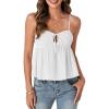 imageLYANER Womens Spaghetti Strap Sweetheart Neck Cami Crop Tops Tie Front Camisole Sleeveless Peplum TopWhite