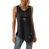 imageLYANER Womens Summer Loose Crewneck Asymmetrical Hem Sleeveless Tank Top ShirtBlack