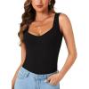 imageLYANER Womens Summer Tank Tops Sleeveless V Neck Shirts Ribbed Tank Cami Basic Tee TopBlack