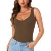 imageLYANER Womens Summer Tank Tops Sleeveless V Neck Shirts Ribbed Tank Cami Basic Tee TopDark Brown