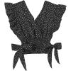 imageLYANER Womens V Neck Polka Dots Ruffle Cap Sleeve Shirred Hem Blouse Crop Tank TopBlack