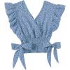 imageLYANER Womens V Neck Polka Dots Ruffle Cap Sleeve Shirred Hem Blouse Crop Tank TopDusty Blue