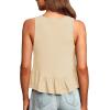 imageLYANER Womens Casual V Neck Peplum Ruffle Hem Sleeveless Babydoll Tank TopBeige
