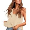imageLYANER Womens Casual V Neck Peplum Ruffle Hem Sleeveless Babydoll Tank TopBeige