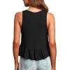 imageLYANER Womens Casual V Neck Peplum Ruffle Hem Sleeveless Babydoll Tank TopBlack