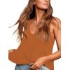 imageLYANER Womens Casual V Neck Peplum Ruffle Hem Sleeveless Babydoll Tank TopCarmel
