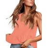 imageLYANER Womens Casual V Neck Peplum Ruffle Hem Sleeveless Babydoll Tank TopCoral Pink