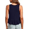 imageLYANER Womens Casual V Neck Peplum Ruffle Hem Sleeveless Babydoll Tank TopDark Blue