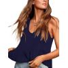 imageLYANER Womens Casual V Neck Peplum Ruffle Hem Sleeveless Babydoll Tank TopDark Blue