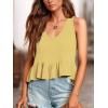 imageLYANER Womens Casual V Neck Peplum Ruffle Hem Sleeveless Babydoll Tank TopGinger
