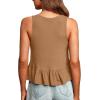 imageLYANER Womens Casual V Neck Peplum Ruffle Hem Sleeveless Babydoll Tank TopKhaki