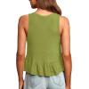 imageLYANER Womens Casual V Neck Peplum Ruffle Hem Sleeveless Babydoll Tank TopLight Green