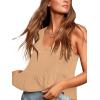 imageLYANER Womens Casual V Neck Peplum Ruffle Hem Sleeveless Babydoll Tank TopLight Khaki