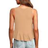 imageLYANER Womens Casual V Neck Peplum Ruffle Hem Sleeveless Babydoll Tank TopLight Khaki