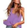 imageLYANER Womens Casual V Neck Peplum Ruffle Hem Sleeveless Babydoll Tank TopLight Purple