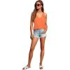 imageLYANER Womens Casual V Neck Peplum Ruffle Hem Sleeveless Babydoll Tank TopOrange