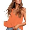 imageLYANER Womens Casual V Neck Peplum Ruffle Hem Sleeveless Babydoll Tank TopOrange