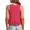 imageLYANER Womens Casual V Neck Peplum Ruffle Hem Sleeveless Babydoll Tank TopPeach