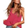 imageLYANER Womens Casual V Neck Peplum Ruffle Hem Sleeveless Babydoll Tank TopPeach