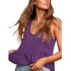 imageLYANER Womens Casual V Neck Peplum Ruffle Hem Sleeveless Babydoll Tank TopPurple