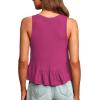 imageLYANER Womens Casual V Neck Peplum Ruffle Hem Sleeveless Babydoll Tank TopRose