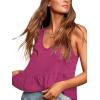 imageLYANER Womens Casual V Neck Peplum Ruffle Hem Sleeveless Babydoll Tank TopRose