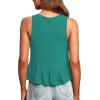 imageLYANER Womens Casual V Neck Peplum Ruffle Hem Sleeveless Babydoll Tank TopTeal
