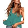 imageLYANER Womens Casual V Neck Peplum Ruffle Hem Sleeveless Babydoll Tank TopTeal