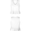 imageLYANER Womens Casual V Neck Peplum Ruffle Hem Sleeveless Babydoll Tank TopWhite