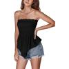 imageLYANER Womens Frill Shirred Ruffle Hem Strapless Tube Top Sleeveless Pleated Peplum Bandeau BlouseBlack