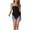 imageLYANER Womens Frill Shirred Ruffle Hem Strapless Tube Top Sleeveless Pleated Peplum Bandeau BlouseBlack