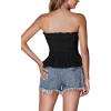 imageLYANER Womens Frill Shirred Ruffle Hem Strapless Tube Top Sleeveless Pleated Peplum Bandeau BlouseBlack