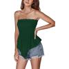 imageLYANER Womens Frill Shirred Ruffle Hem Strapless Tube Top Sleeveless Pleated Peplum Bandeau BlouseDark Green