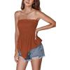 imageLYANER Womens Frill Shirred Ruffle Hem Strapless Tube Top Sleeveless Pleated Peplum Bandeau BlouseDark Orange