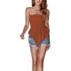 imageLYANER Womens Frill Shirred Ruffle Hem Strapless Tube Top Sleeveless Pleated Peplum Bandeau BlouseDark Orange