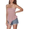 imageLYANER Womens Frill Shirred Ruffle Hem Strapless Tube Top Sleeveless Pleated Peplum Bandeau BlouseDusty Pink