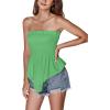 imageLYANER Womens Frill Shirred Ruffle Hem Strapless Tube Top Sleeveless Pleated Peplum Bandeau BlouseGrass Green