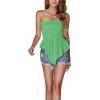 imageLYANER Womens Frill Shirred Ruffle Hem Strapless Tube Top Sleeveless Pleated Peplum Bandeau BlouseGrass Green