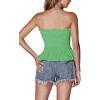 imageLYANER Womens Frill Shirred Ruffle Hem Strapless Tube Top Sleeveless Pleated Peplum Bandeau BlouseGrass Green