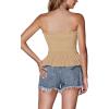 imageLYANER Womens Frill Shirred Ruffle Hem Strapless Tube Top Sleeveless Pleated Peplum Bandeau BlouseKhaki